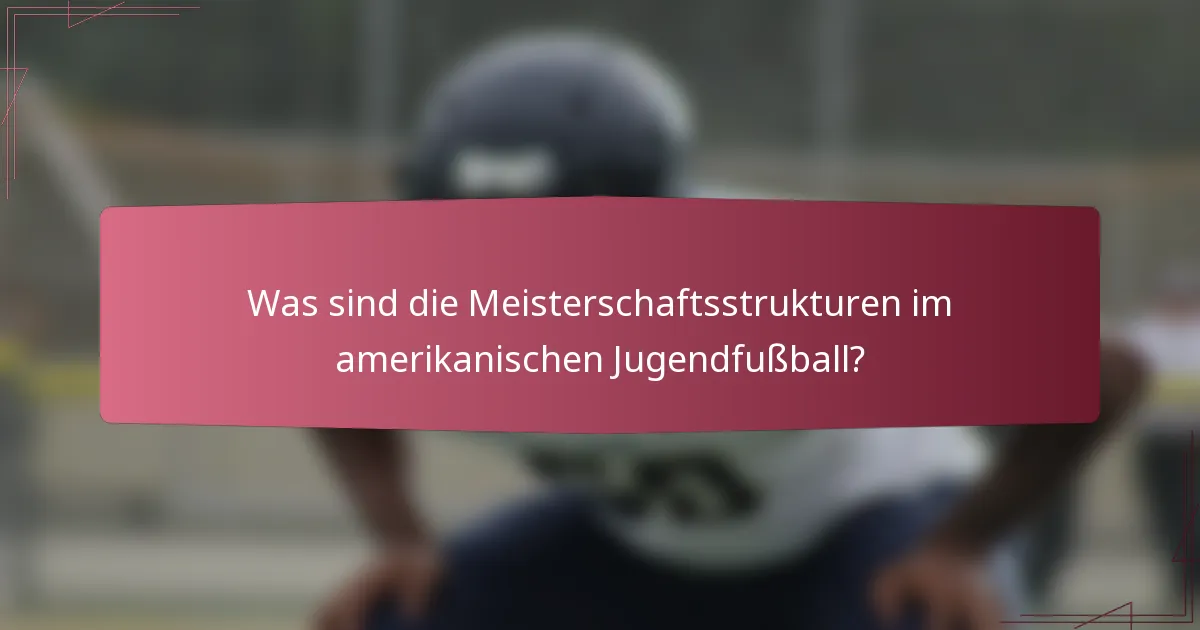 Was sind die Meisterschaftsstrukturen im amerikanischen Jugendfußball?