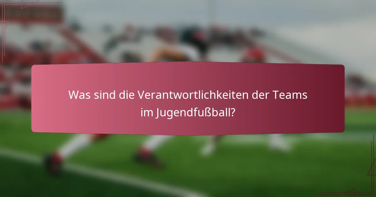 Was sind die Verantwortlichkeiten der Teams im Jugendfußball?
