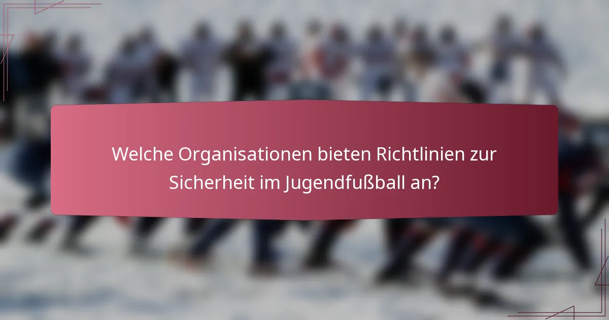 Welche Organisationen bieten Richtlinien zur Sicherheit im Jugendfußball an?