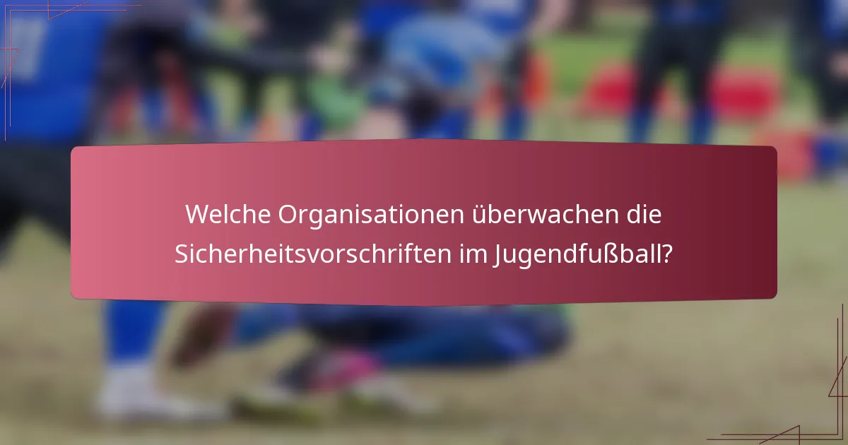 Welche Organisationen überwachen die Sicherheitsvorschriften im Jugendfußball?