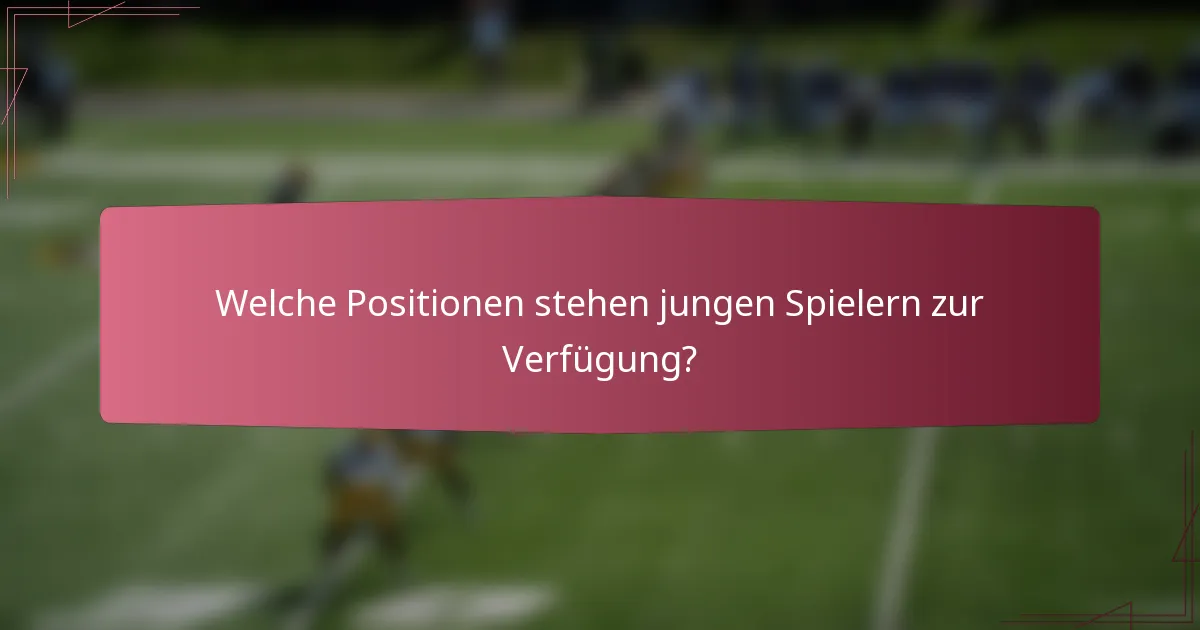 Welche Positionen stehen jungen Spielern zur Verfügung?