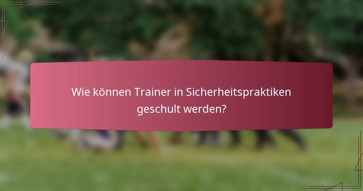 Wie können Trainer in Sicherheitspraktiken geschult werden?