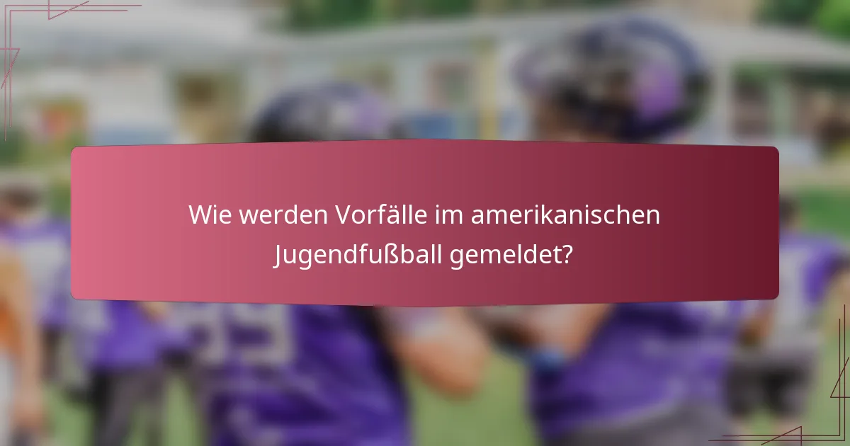 Wie werden Vorfälle im amerikanischen Jugendfußball gemeldet?