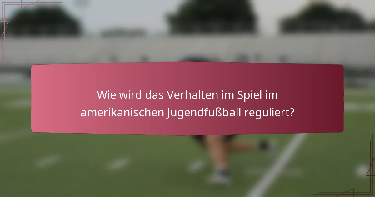 Wie wird das Verhalten im Spiel im amerikanischen Jugendfußball reguliert?